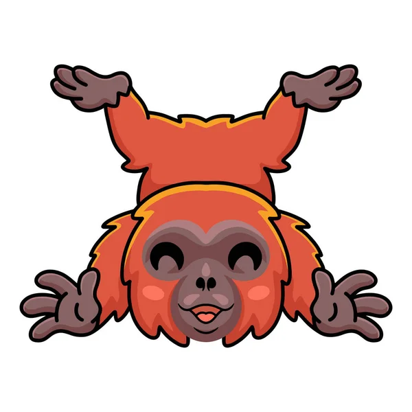 Vector Illustration Cute Little Orangutan Cartoon Posing — Vector de stock