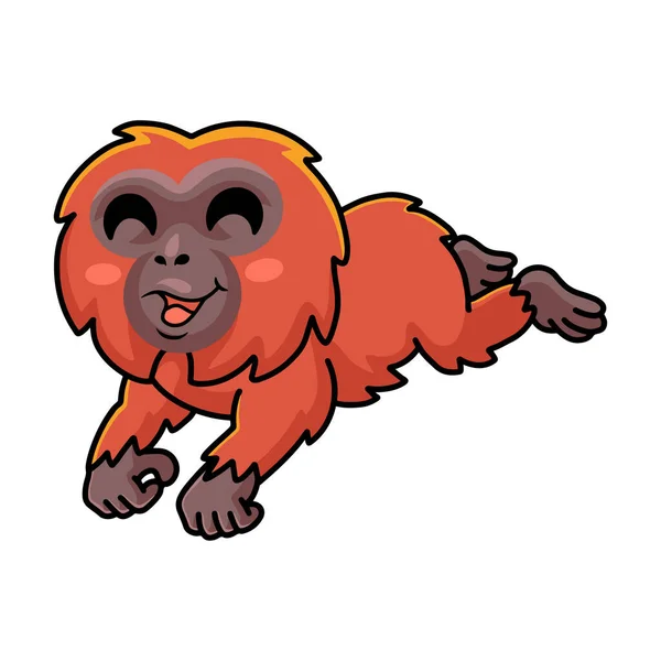 Vector Illustration Cute Little Orangutan Cartoon Posing — ストックベクタ