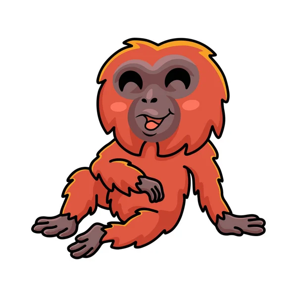 Vector Illustration Cute Little Orangutan Cartoon Sitting — Wektor stockowy