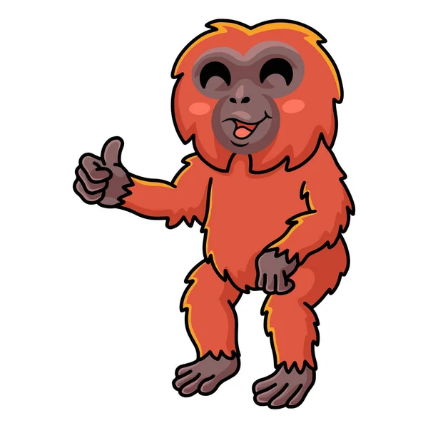 Vector Illustration Cute Little Orangutan Cartoon Giving Thumb — Wektor stockowy