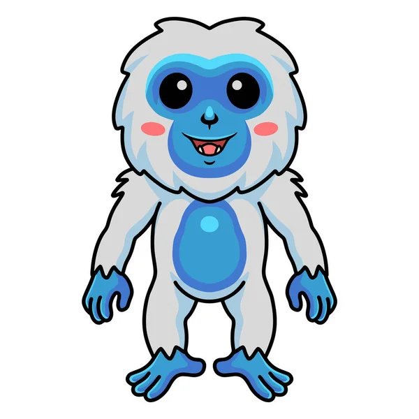 Vector Illustration Cute Little Yeti Cartoon Standing — Stockvektor