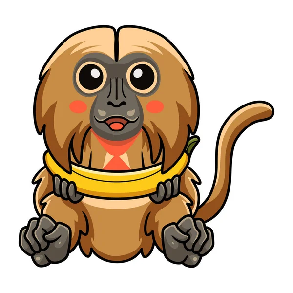 Vector Illustration Cute Little Gelada Monkey Cartoon Sitting — Stock vektor