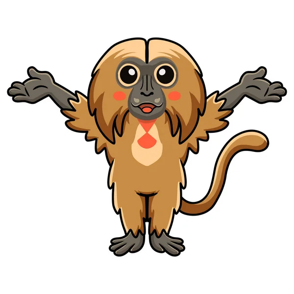 Vector Illustration Cute Little Gelada Monkey Cartoon Raising Hands — Διανυσματικό Αρχείο