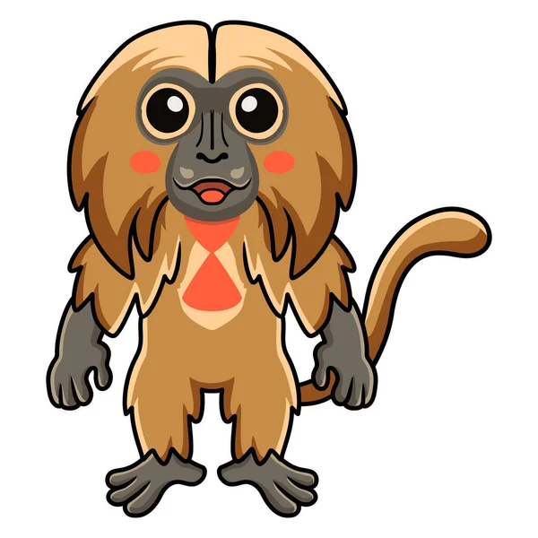 Vector Illustration Cute Little Gelada Monkey Cartoon Standing — Image vectorielle