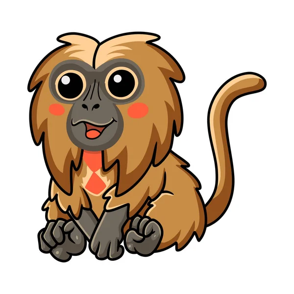 Vector Illustration Cute Little Gelada Monkey Cartoon Sitting — Stock vektor