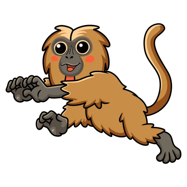Vector Illustration Cute Little Gelada Monkey Cartoon Running — Vetor de Stock