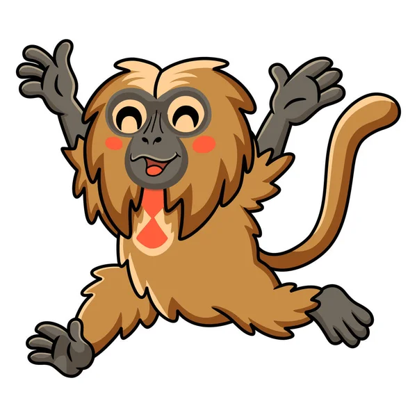 Vector Illustration Cute Little Gelada Monkey Cartoon Running — Vector de stock