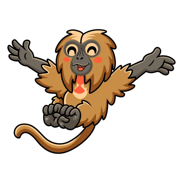 Wektor Ilustracja Cute Little Gelada Małpa Kreskówki Pozowanie — Wektor stockowy