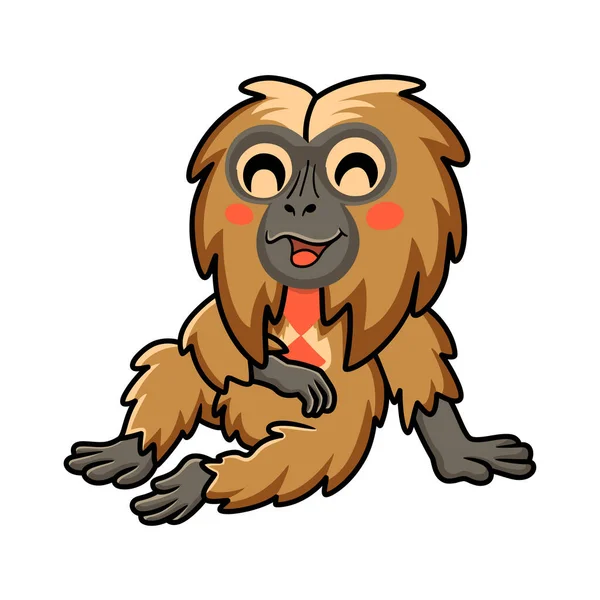 Vector Illustration Cute Little Gelada Monkey Cartoon Sitting — Image vectorielle