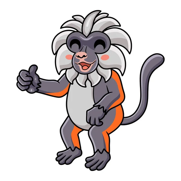 Vector Illustration Cute Zanzibar Red Colobus Monkey Cartoon Giving Thumb — 图库矢量图片