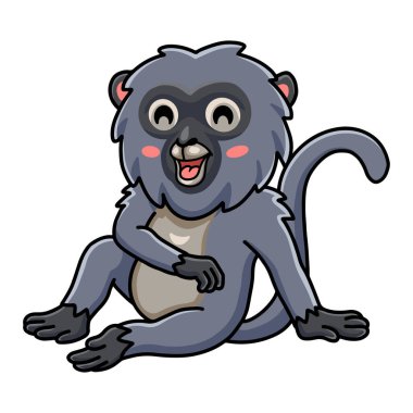 Şirin esmer yaprak maymun çizgi filminin vektör çizimi