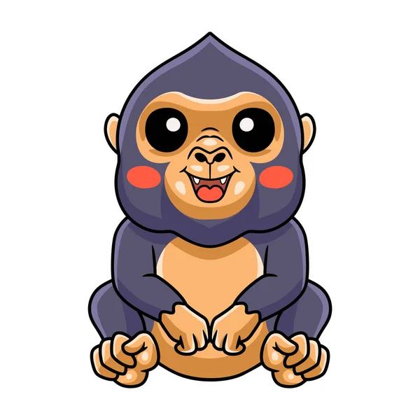 Vector Illustration Cute Little King Kong Cartoon Sitting — Vetor de Stock