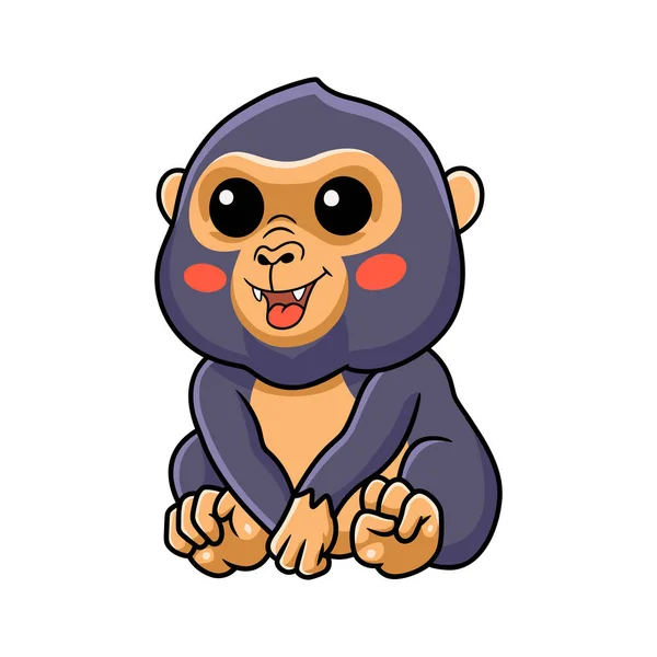 Vector Illustration Cute Little King Kong Cartoon Sitting — Vettoriale Stock