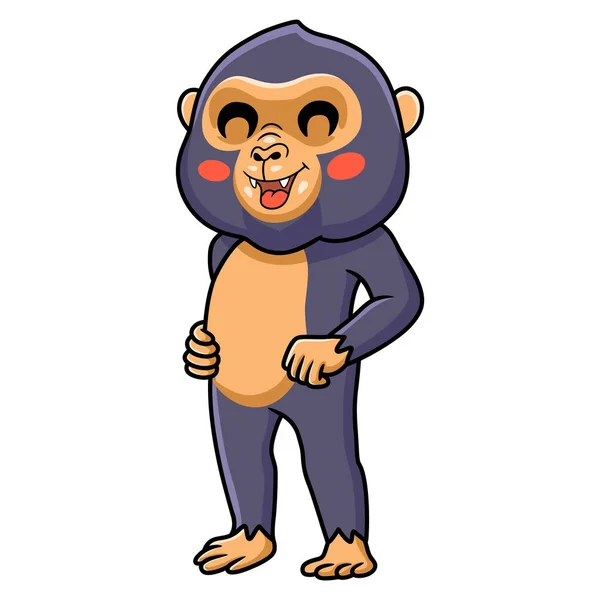 Vector Illustration Cute Little King Kong Cartoon Standing — 스톡 벡터