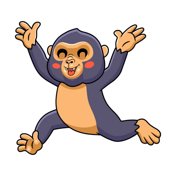 Vector Illustration Cute Little King Kong Cartoon Running — ストックベクタ