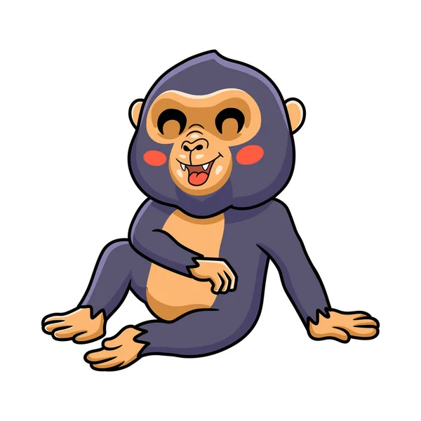 Vector Illustration Cute Little King Kong Cartoon Sitting — 스톡 벡터