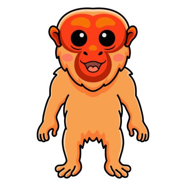 Şirin kel uakari maymun çizgi filminin vektör çizimi