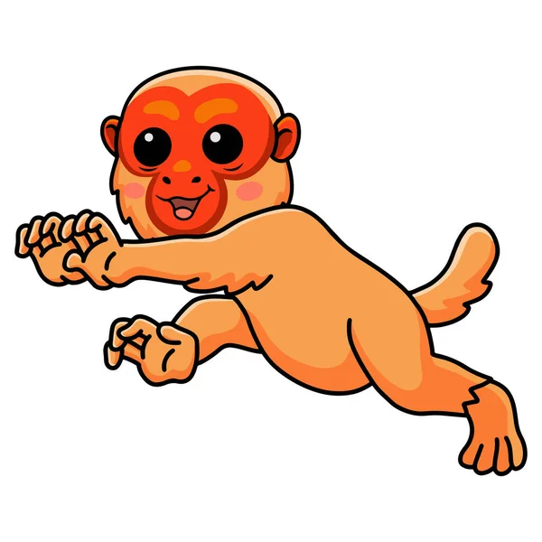 Ilustração Vetorial Bonito Careca Uakari Macaco Desenho Animado Andando —  Vetores de Stock