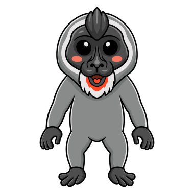 Küçük şirin maymun çizgi filminin vektör çizimi ayakta duruyor