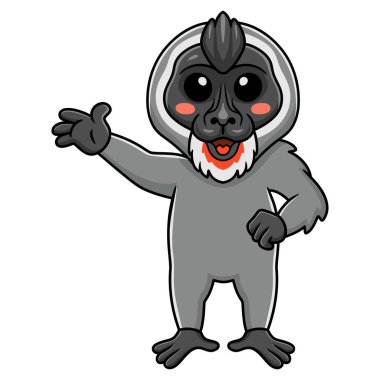 Küçük şirin maymun el sallamasının vektör çizimi