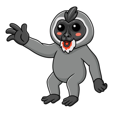 Küçük şirin maymun el sallamasının vektör çizimi