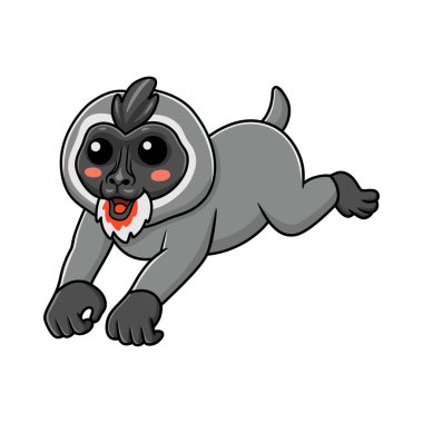 Küçük şirin maymun çizgi film atlayışının vektör çizimi