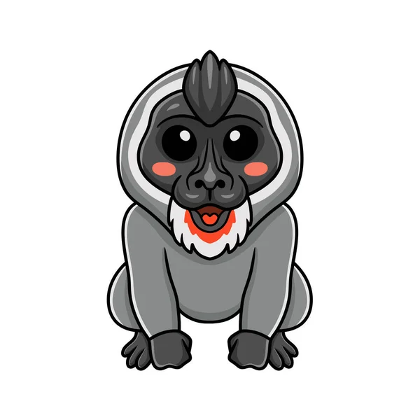 Vector Illustration Cute Little Driil Monkey Cartoon Sitting — Image vectorielle