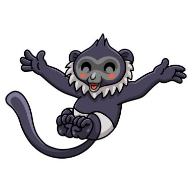 Vector illustration of Cute delacour's langur cartoon jumping