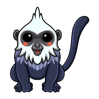 Beyaz başlı şirin Langur çizgi filminin vektör çizimi