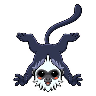 Beyaz başlı sevimli Langur çizgi filminin vektör çizimi