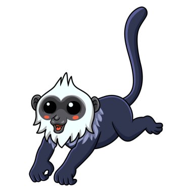 Beyaz başlı şirin Langur çizgi filminin vektör çizimi