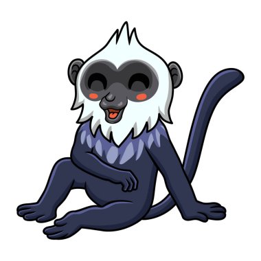 Beyaz başlı şirin Langur çizgi filminin vektör çizimi