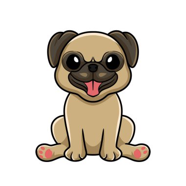 Vector illustration of Cute little pug dog cartoon sitting
