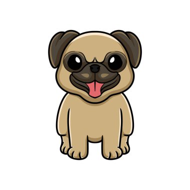 Vector illustration of Cute little pug dog cartoon