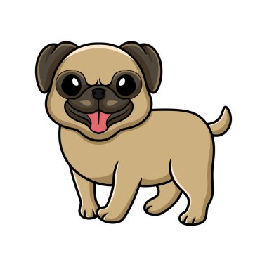 Vector illustration of Cute little pug dog cartoon