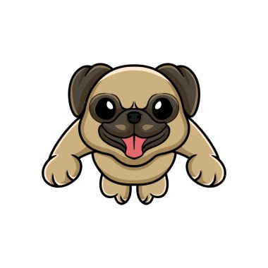 Vector illustration of Cute little pug dog cartoon jumping