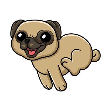 Vector illustration of Cute little pug dog cartoon running