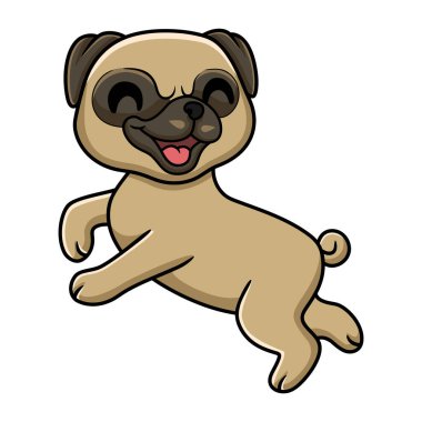 Vector illustration of Cute little pug dog cartoon