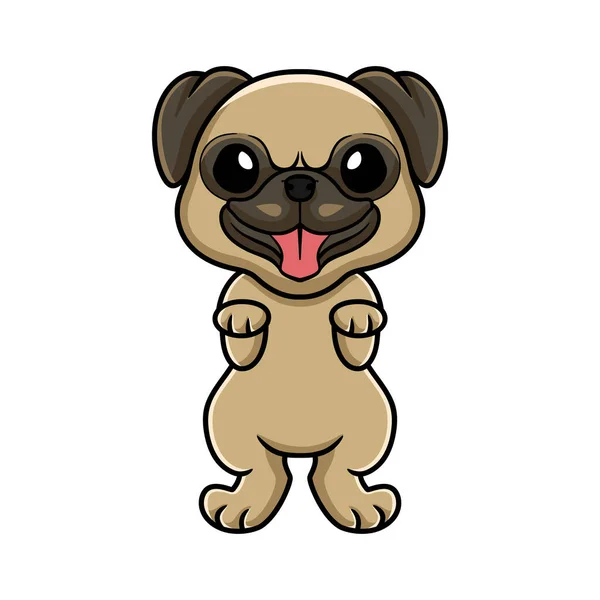 Vector Illustration Cute Little Pug Dog Cartoon Posing — Stockový vektor