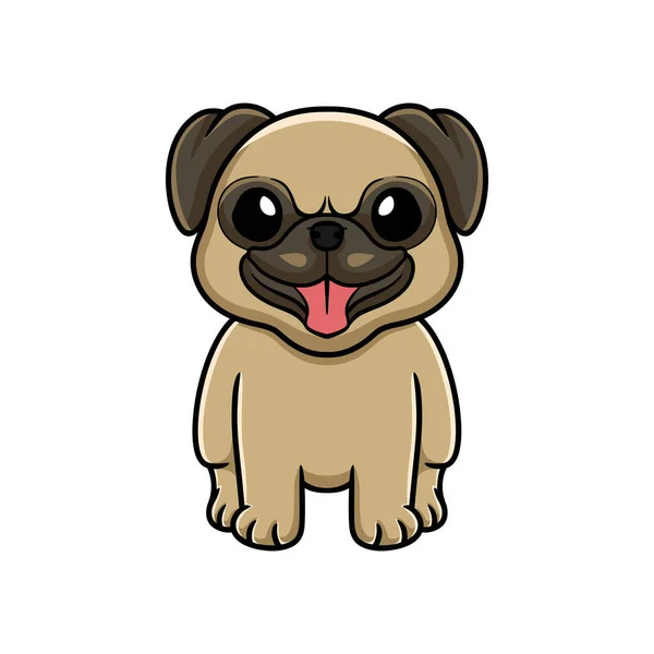 Vector Illustration Cute Little Pug Dog Cartoon — Vetor de Stock
