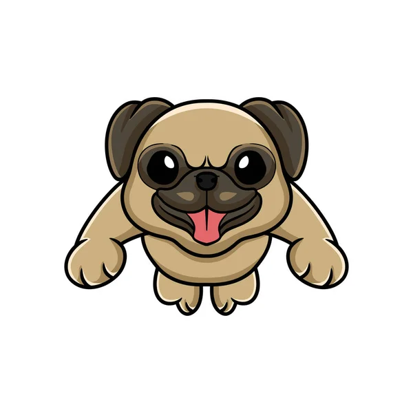 Vector Illustration Cute Little Pug Dog Cartoon Jumping — Image vectorielle