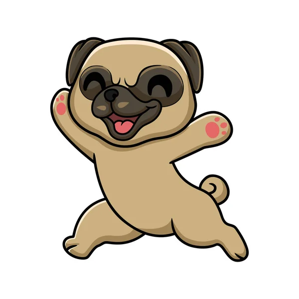 Vector Illustration Cute Little Pug Dog Cartoon — Stock Vector