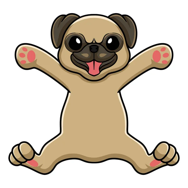 Vector Illustration Cute Little Pug Dog Cartoon Posing — Stock Vector