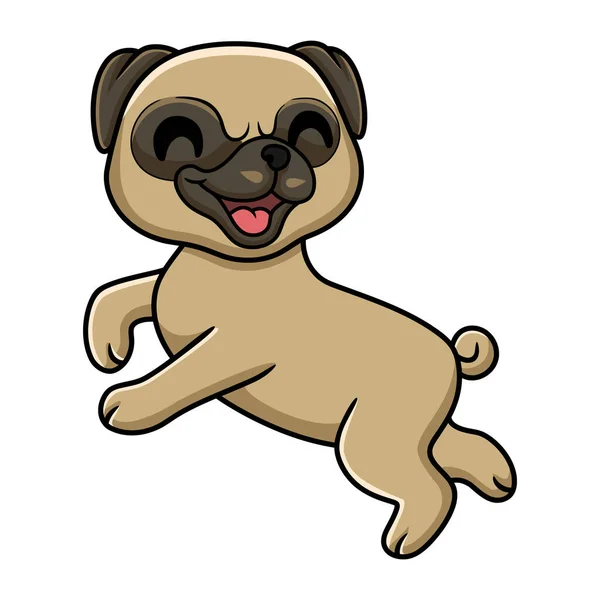 Vektor Ilustrasi Lucu Anjing Pug Kecil Kartun - Stok Vektor