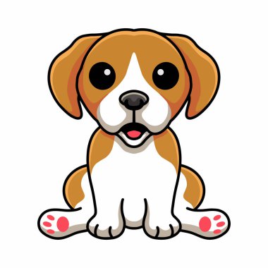 Vector illustration of Cute little beagle dog cartoon sitting