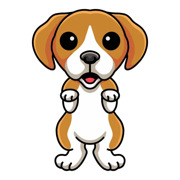 Vector Illustration Cute Little Beagle Dog Cartoon Standing — Archivo Imágenes Vectoriales