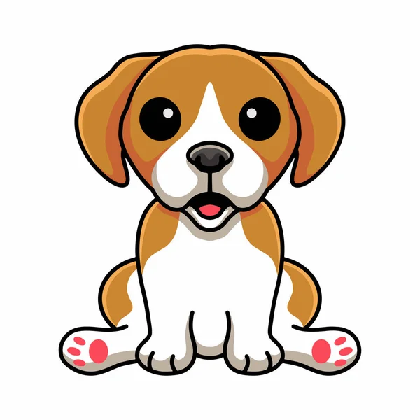 Vector Illustration Cute Little Beagle Dog Cartoon Sitting — Image vectorielle