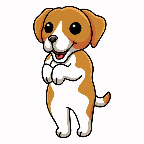 Vector Illustration Cute Little Beagle Dog Cartoon Standing - Stok Vektor