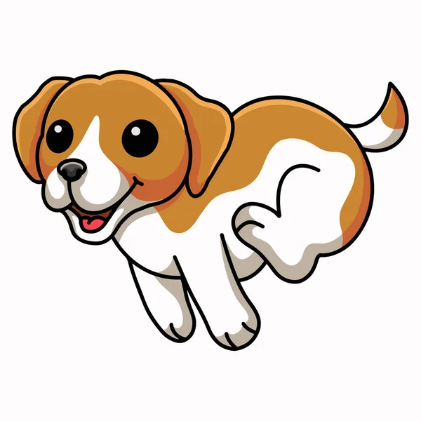 Vector Illustration Cute Little Beagle Dog Cartoon Running — Stockvektor