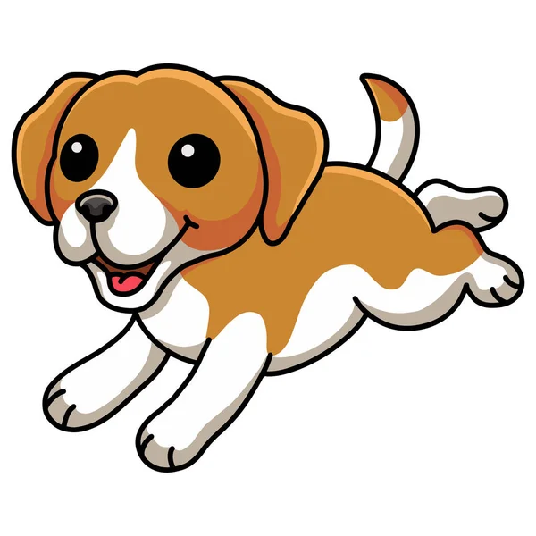 Vector Illustration Cute Little Beagle Dog Cartoon Running — Stockvektor